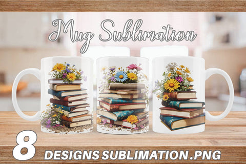 Mug Books and Flowers Sublimation artnoy 