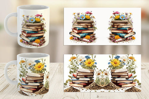 Mug Books and Flowers Sublimation artnoy 