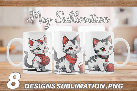 Mug Cat and Yarn Ball Sublimation artnoy 