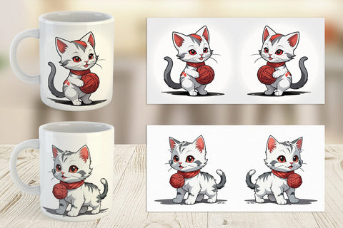 Mug Cat and Yarn Ball Sublimation artnoy 