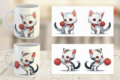 Mug Cat and Yarn Ball Sublimation artnoy 