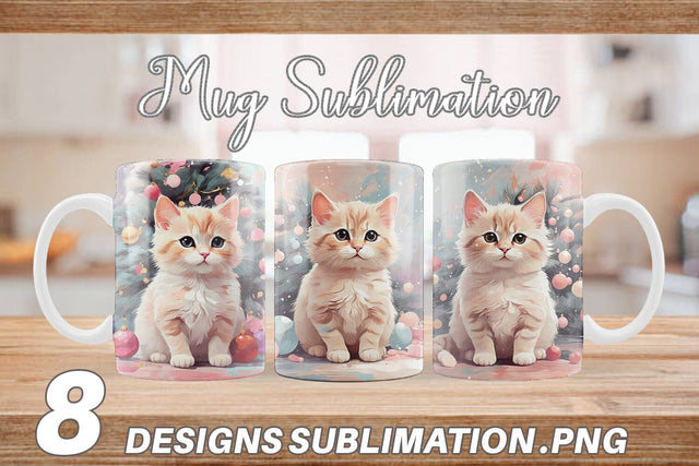 Mug Cat Christmas Painting Sublimation artnoy 