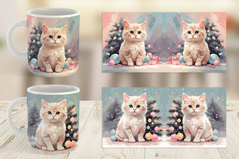 Mug Cat Christmas Painting Sublimation artnoy 