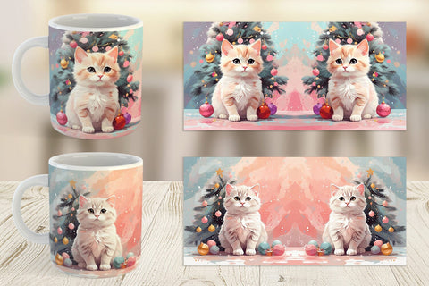Mug Cat Christmas Painting Sublimation artnoy 
