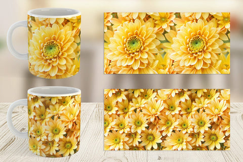 Mug Chrysanthemum Pattern Sublimation artnoy 