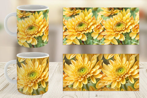 Mug Chrysanthemum Pattern Sublimation artnoy 