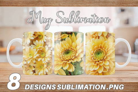 Mug Chrysanthemum Pattern Sublimation artnoy 