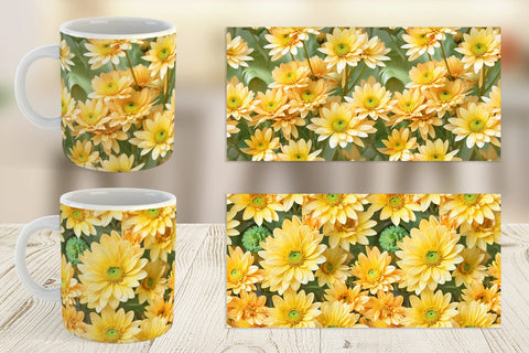 Mug Chrysanthemum Pattern Sublimation artnoy 