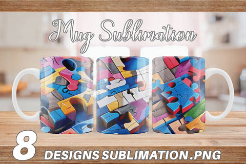 Mug Colorful Puzzles Pattern Sublimation artnoy 
