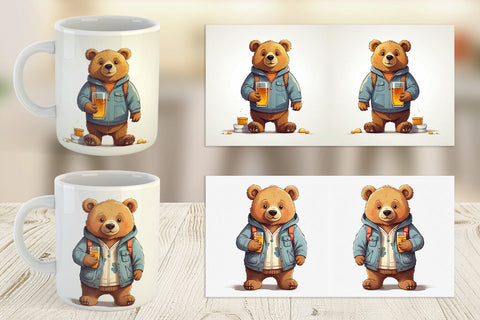 Mug Cute Bear with Glass Sublimation artnoy 