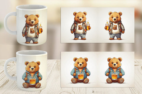 Mug Cute Bear with Glass Sublimation artnoy 
