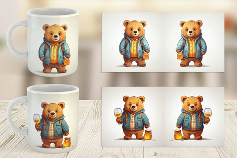 Mug Cute Bear with Glass Sublimation artnoy 
