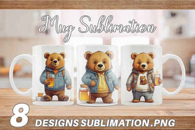 Mug Cute Bear with Glass Sublimation artnoy 