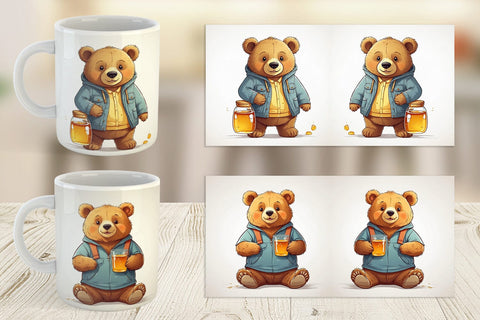 Mug Cute Bear with Glass Sublimation artnoy 