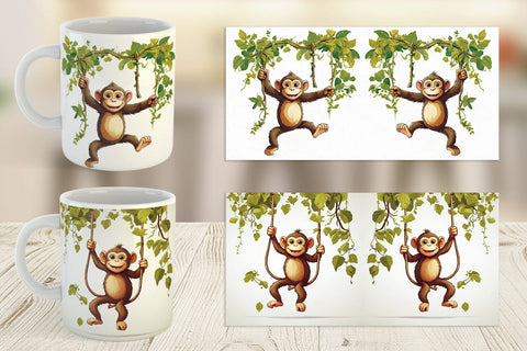 Mug Cute Monkey Sublimation artnoy 