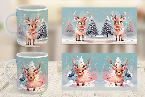 Mug Deer Christmas Painting Sublimation artnoy 