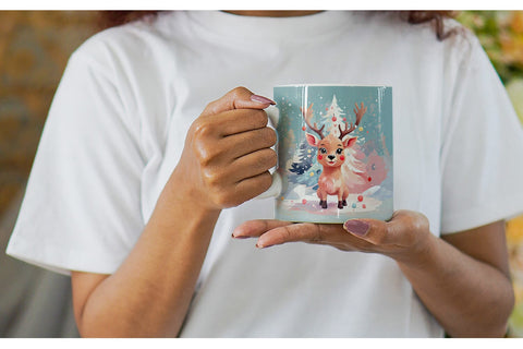 Mug Deer Christmas Painting Sublimation artnoy 