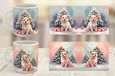Mug Dog Christmas Painting Sublimation artnoy 