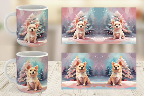 Mug Dog Christmas Painting Sublimation artnoy 