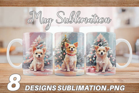 Mug Dog Christmas Painting Sublimation artnoy 