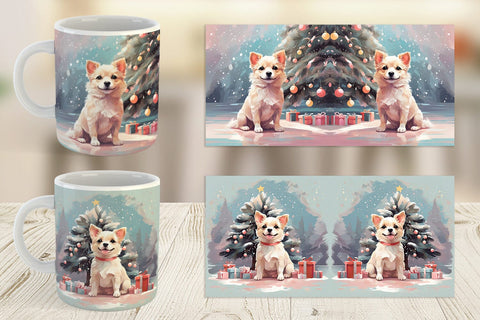 Mug Dog Christmas Painting Sublimation artnoy 