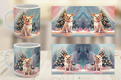 Mug Dog Christmas Painting Sublimation artnoy 