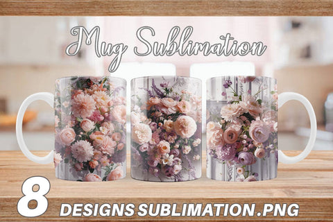 Mug Floral Bouquet Pattern Sublimation artnoy 