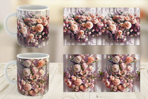 Mug Floral Bouquet Pattern Sublimation artnoy 
