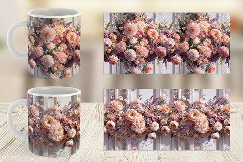 Mug Floral Bouquet Pattern Sublimation artnoy 
