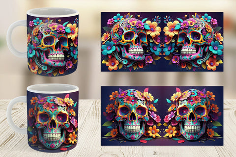 Mug Floral Skull Sublimation artnoy 
