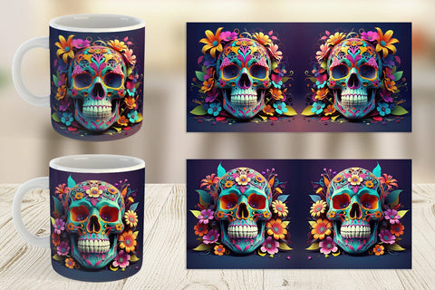 Mug Floral Skull Sublimation artnoy 