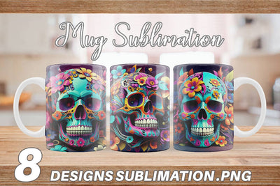 Mug Floral Skull Sublimation artnoy 