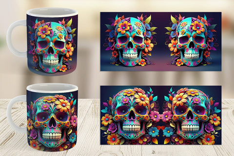 Mug Floral Skull Sublimation artnoy 