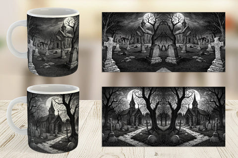 Mug Graveyard Halloween Sublimation artnoy 