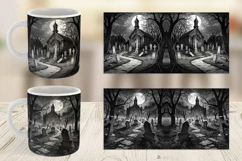 Mug Graveyard Halloween Sublimation artnoy 