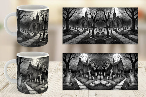Mug Graveyard Halloween Sublimation artnoy 