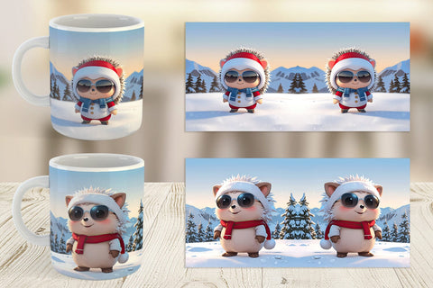 Mug Hedgehog Christmas Sublimation artnoy 