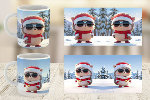 Mug Hedgehog Christmas Sublimation artnoy 