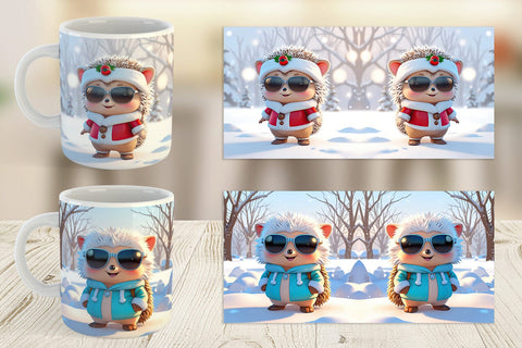 Mug Hedgehog Christmas Sublimation artnoy 
