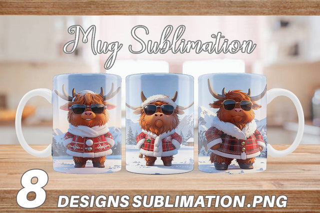 Mug Highland Cow Christmas Sublimation artnoy 