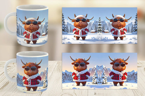 Mug Highland Cow Christmas Sublimation artnoy 