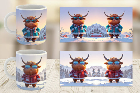 Mug Highland Cow Christmas Sublimation artnoy 