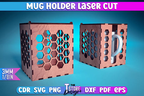 Mug Holder Design | Cup Box Laser Cut Design | CNC Files v.1 SVG The T Store Design 