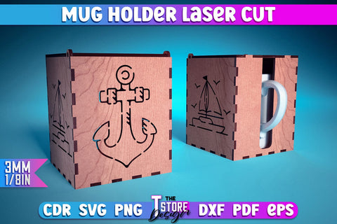 Mug Holder Design | Cup Box Laser Cut Design | CNC Files v.1 SVG The T Store Design 