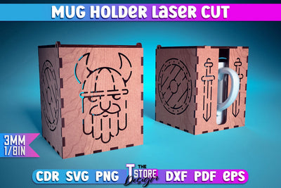 Mug Holder Design | Cup Box Laser Cut Design | CNC Files v.1 SVG The T Store Design 