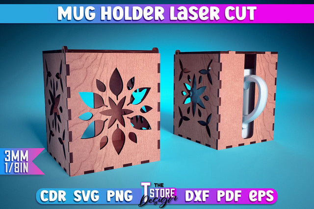Mug Holder Design | Cup Box Laser Cut Design | CNC Files v.1 SVG The T Store Design 