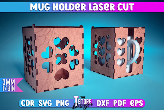 Mug Holder Design | Cup Box Laser Cut Design | CNC Files v.1 SVG The T Store Design 