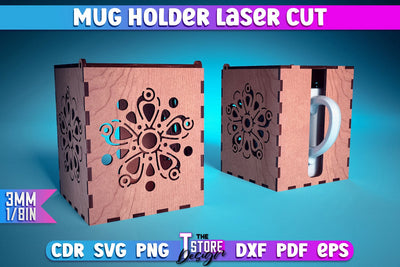 Mug Holder Design | Cup Box Laser Cut Design | CNC Files v.1 SVG The T Store Design 