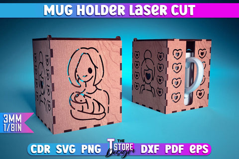 Mug Holder Design | Cup Box Laser Cut Design | CNC Files v.1 SVG The T Store Design 