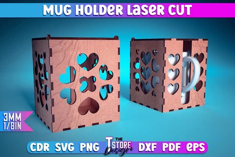 Mug Holder Design | Cup Box Laser Cut Design | CNC Files v.1 SVG The T Store Design 